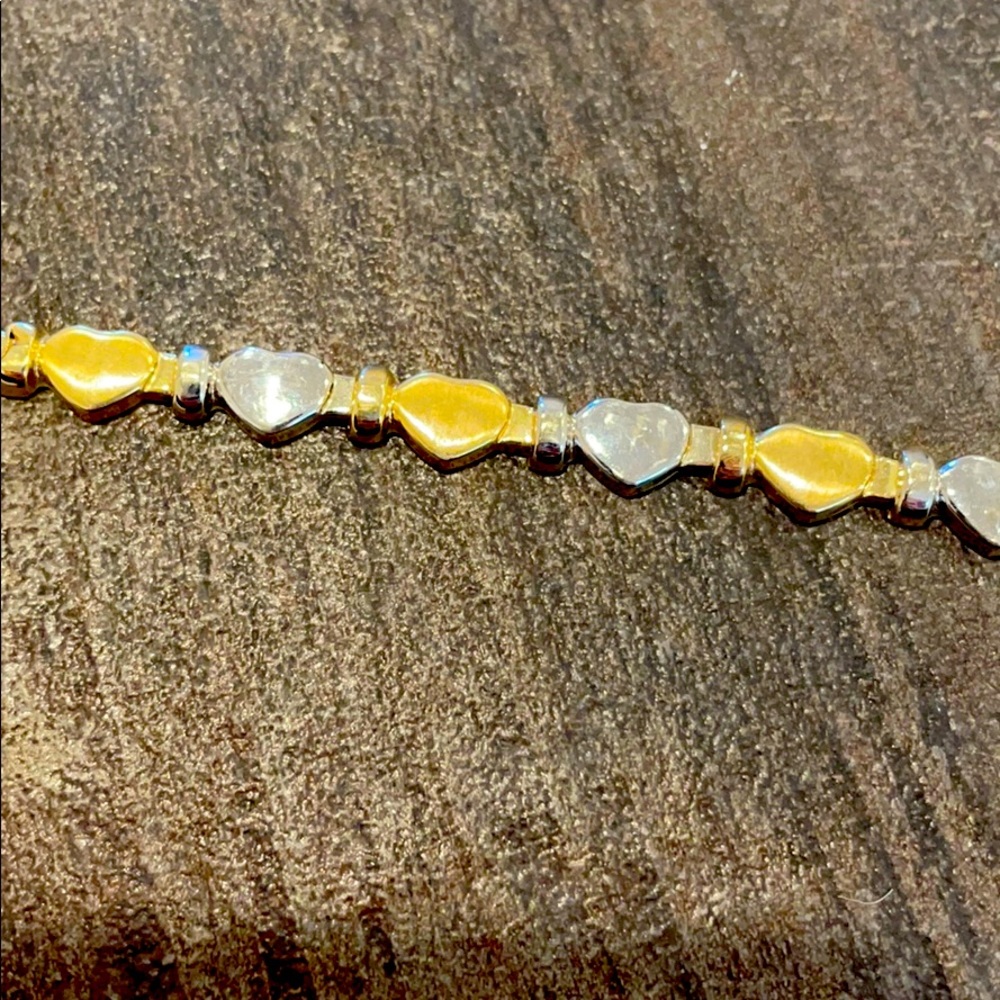 14K gold & silver heart bracelet